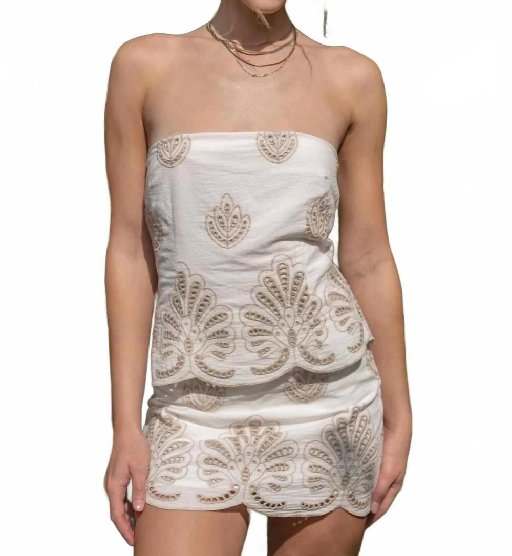 NEW ILLA ILLA embroidered strapless dress in off white